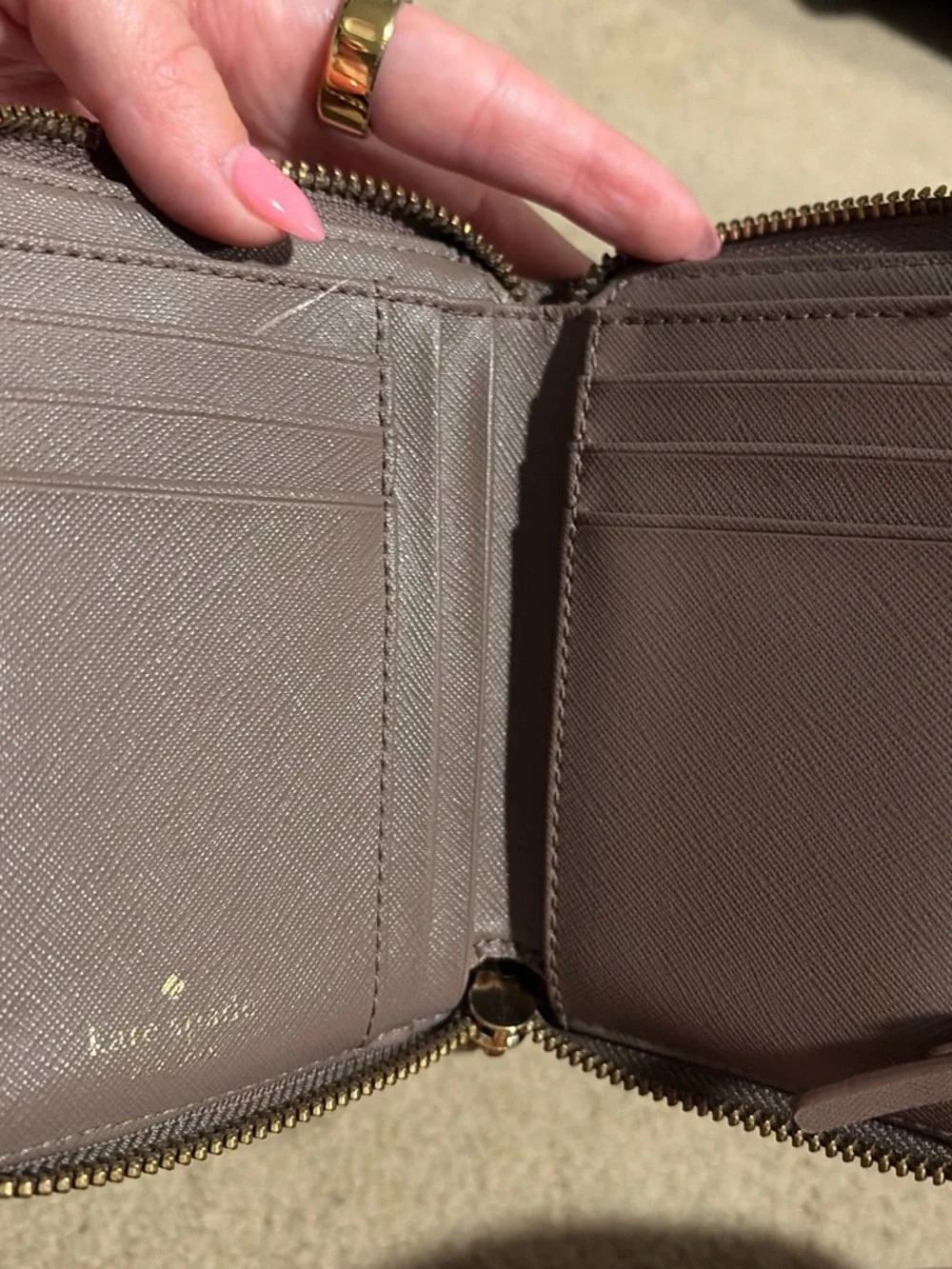 kate spade Saffiano Zip Wallet in Dusty Mauve